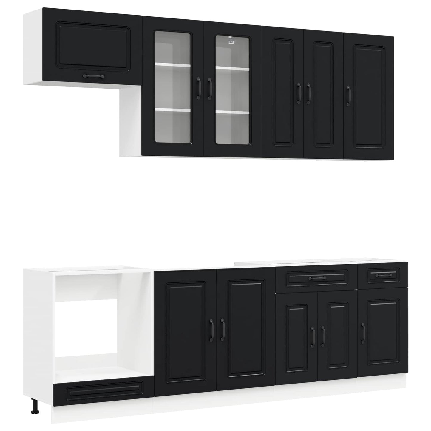 vidaXL Kitchen Unit KALMAR 8 pcs Black Engineered Wood