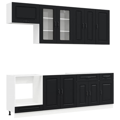 vidaXL Kitchen Unit KALMAR 8 pcs Black Engineered Wood
