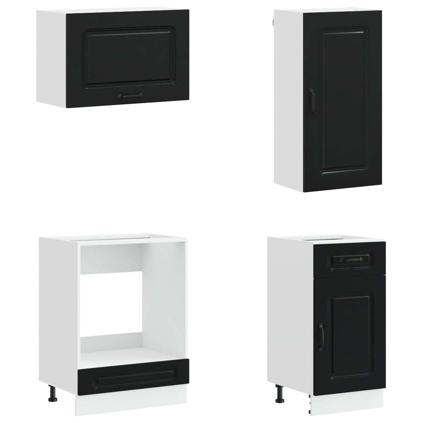 vidaXL Kitchen Unit KALMAR 8 pcs Black Engineered Wood