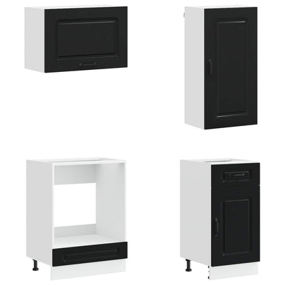 vidaXL Kitchen Unit KALMAR 8 pcs Black Engineered Wood