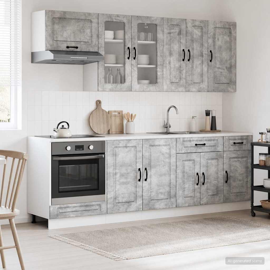 vidaXL Kitchen Unit KALMAR 8 pcs Concrete Grey Engineered Wood