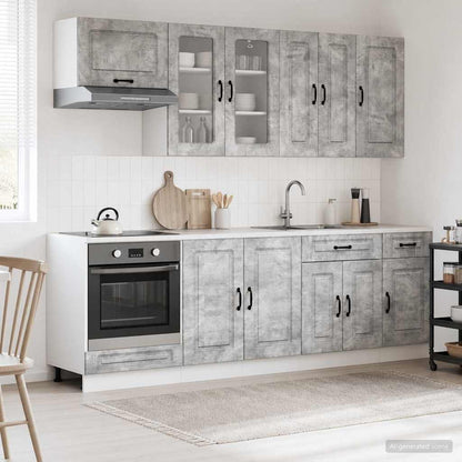 vidaXL Kitchen Unit KALMAR 8 pcs Concrete Grey Engineered Wood