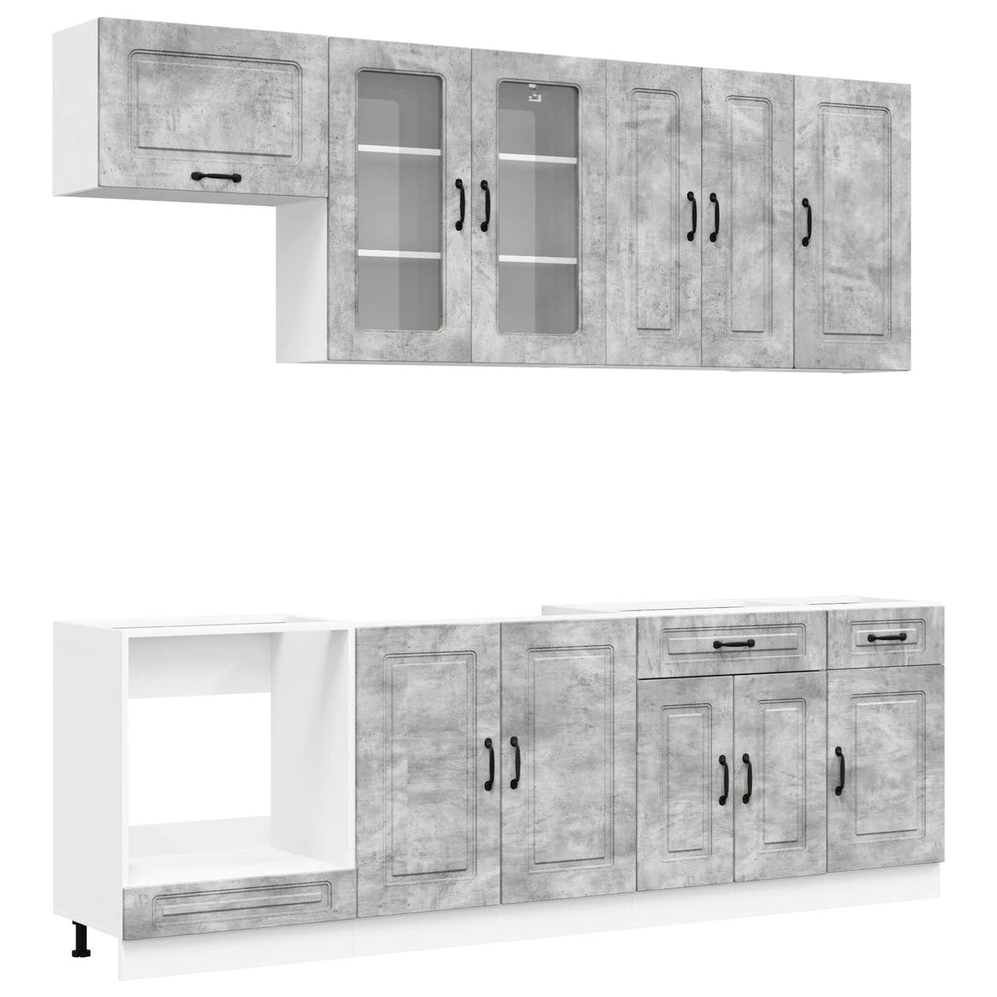 vidaXL Kitchen Unit KALMAR 8 pcs Concrete Grey Engineered Wood