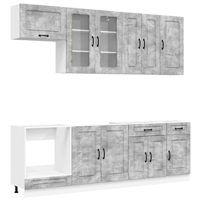 vidaXL Kitchen Unit KALMAR 8 pcs Concrete Grey Engineered Wood