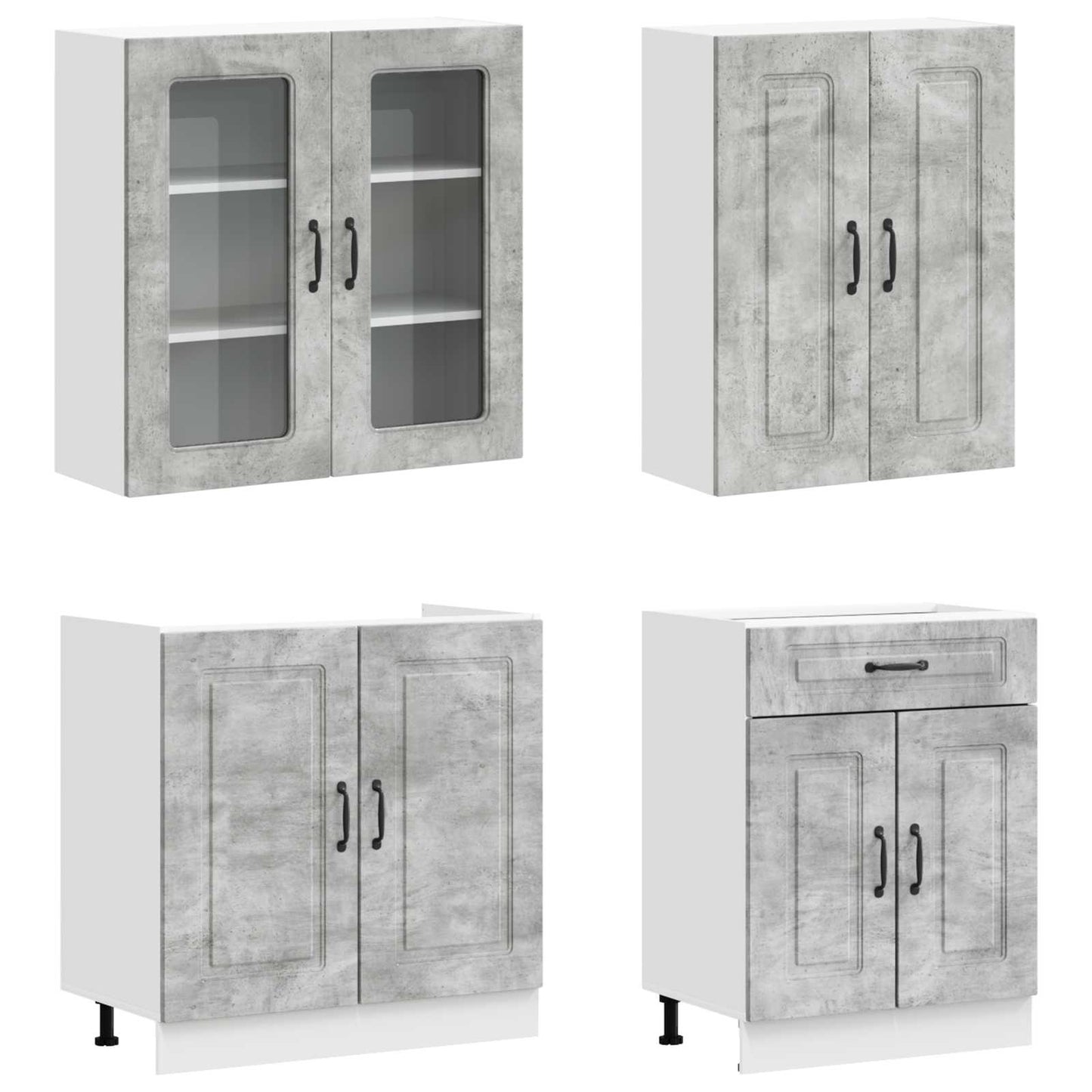 vidaXL Kitchen Unit KALMAR 8 pcs Concrete Grey Engineered Wood