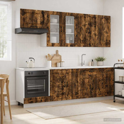 vidaXL Kitchen Unit KALMAR 8 pcs Smoked Oak Engineered Wood