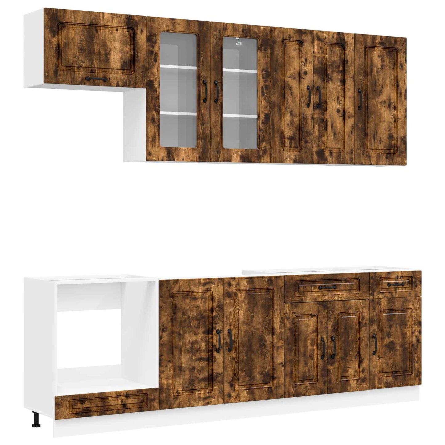 vidaXL Kitchen Unit KALMAR 8 pcs Smoked Oak Engineered Wood