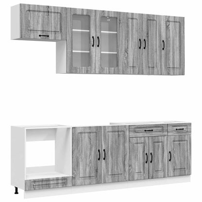 vidaXL Kitchen Unit KALMAR 8 pcs Grey Sonoma Engineered Wood