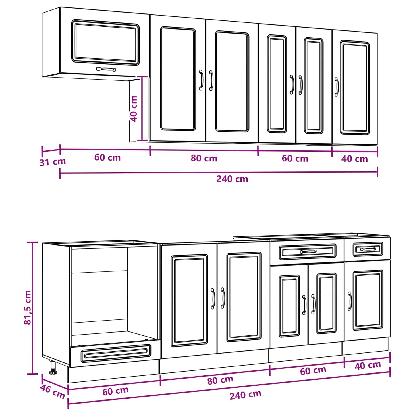 vidaXL Kitchen Unit KALMAR 8 pcs Artisan Oak Engineered Wood