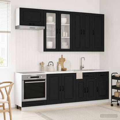 vidaXL Kitchen Unit KALMAR 8 pcs Black Engineered Wood