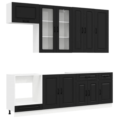 vidaXL Kitchen Unit KALMAR 8 pcs Black Engineered Wood