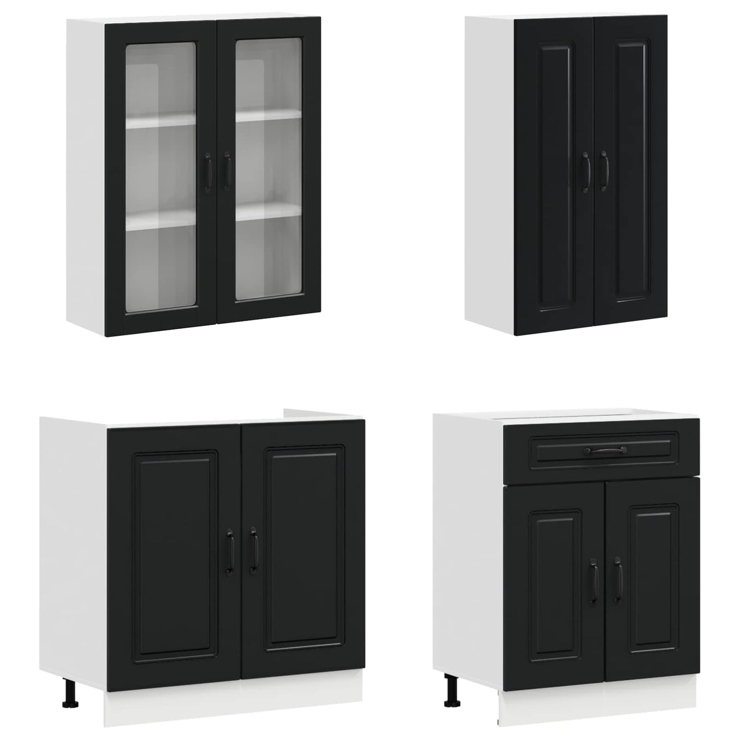 vidaXL Kitchen Unit KALMAR 8 pcs Black Engineered Wood
