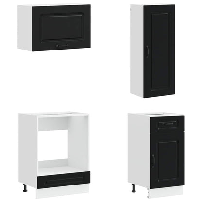 vidaXL Kitchen Unit KALMAR 8 pcs Black Engineered Wood