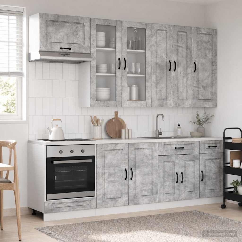 vidaXL Kitchen Unit KALMAR 8 pcs Concrete Grey Engineered Wood