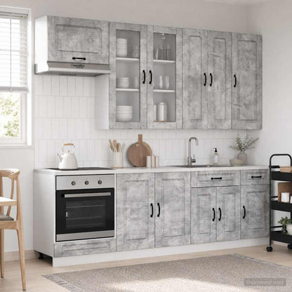 vidaXL Kitchen Unit KALMAR 8 pcs Concrete Grey Engineered Wood