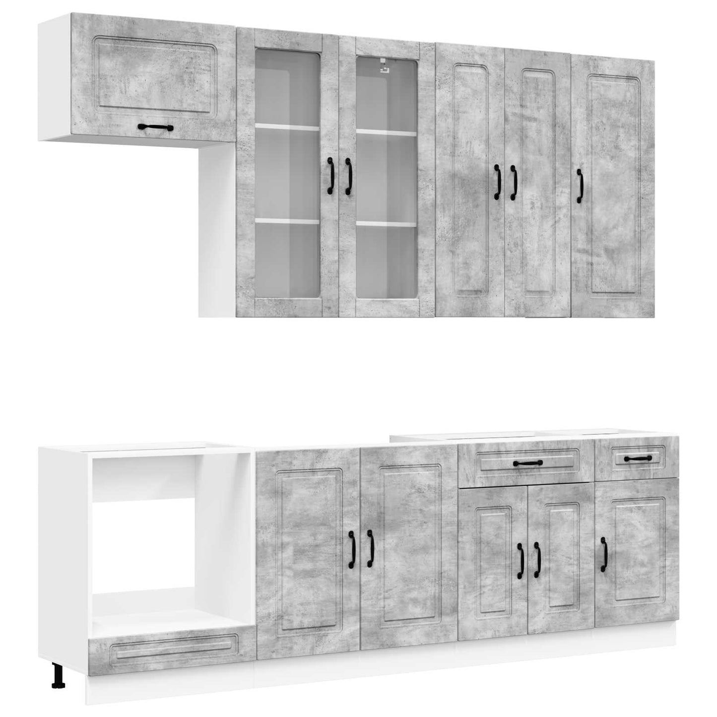 vidaXL Kitchen Unit KALMAR 8 pcs Concrete Grey Engineered Wood