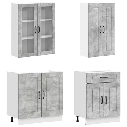 vidaXL Kitchen Unit KALMAR 8 pcs Concrete Grey Engineered Wood