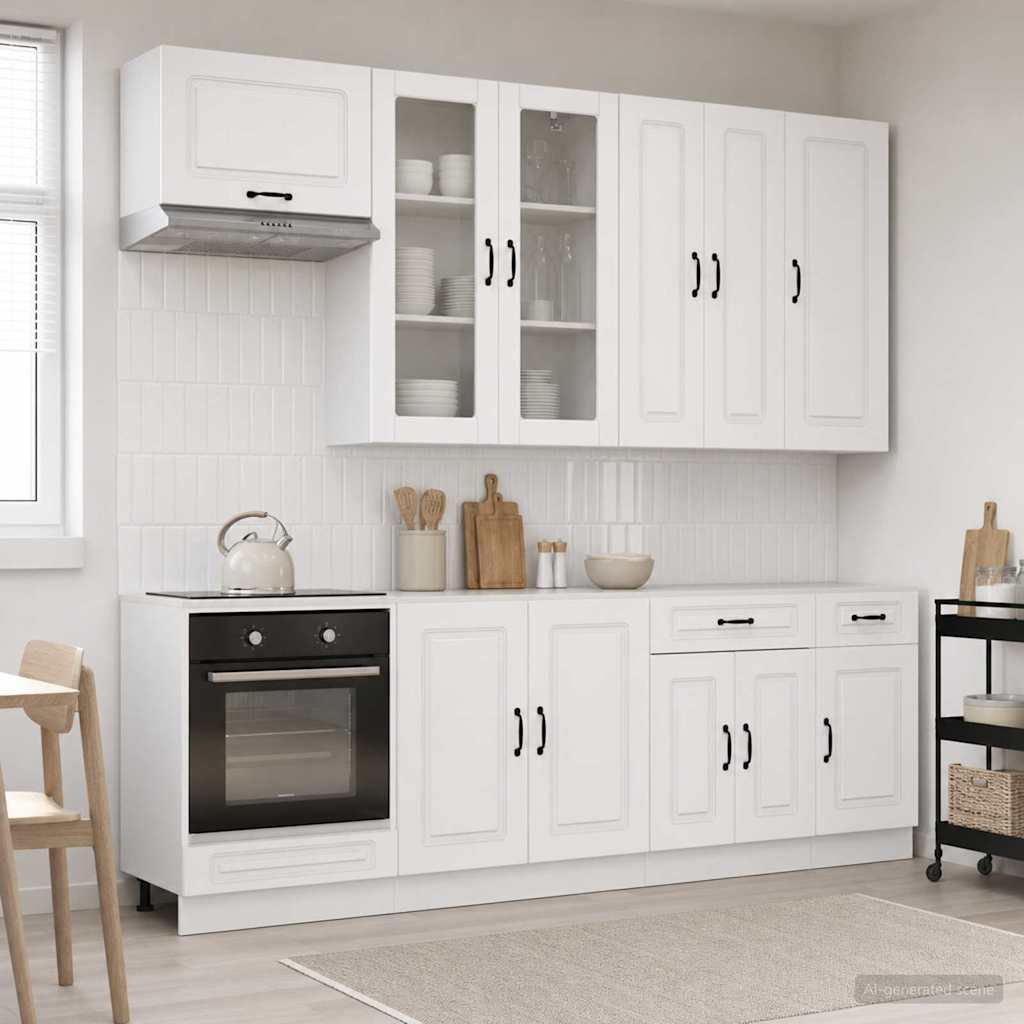 vidaXL Kitchen Unit KALMAR 8 pcs High Gloss White Engineered Wood