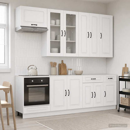 vidaXL Kitchen Unit KALMAR 8 pcs High Gloss White Engineered Wood