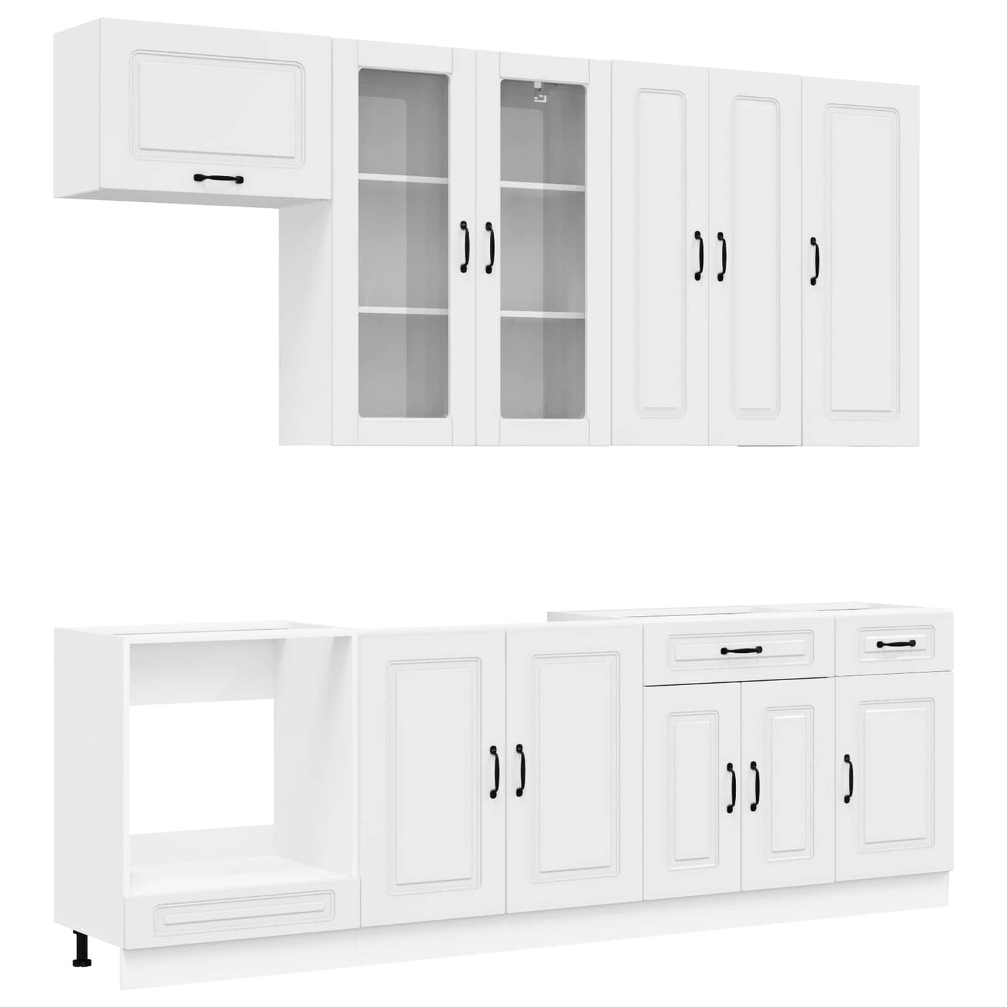 vidaXL Kitchen Unit KALMAR 8 pcs High Gloss White Engineered Wood