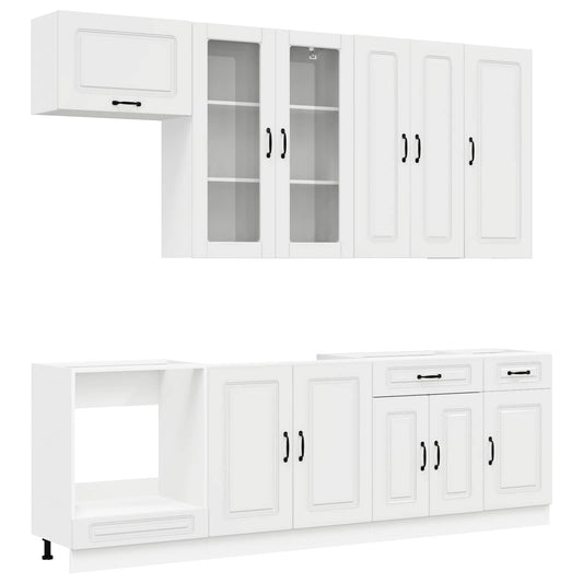 vidaXL Kitchen Unit KALMAR 8 pcs High Gloss White Engineered Wood