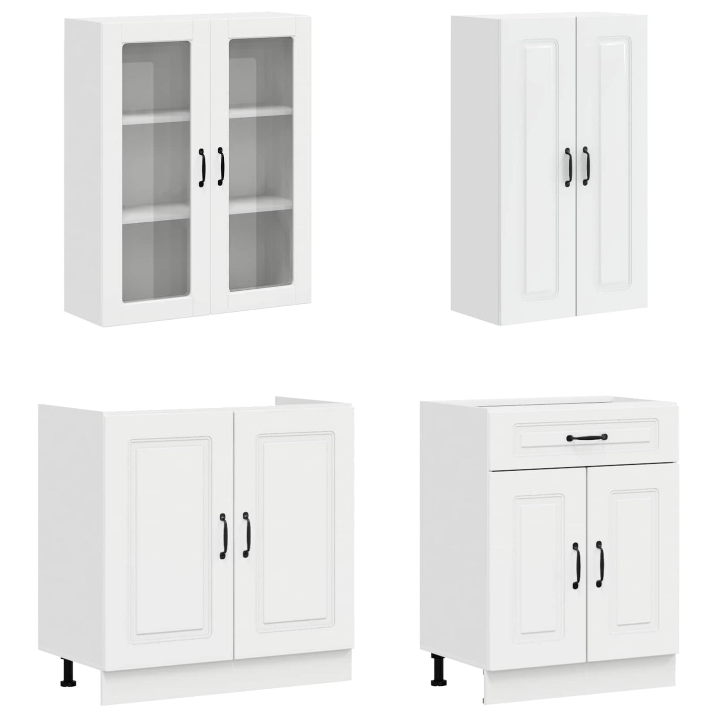 vidaXL Kitchen Unit KALMAR 8 pcs High Gloss White Engineered Wood