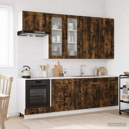 vidaXL Kitchen Unit KALMAR 8 pcs Smoked Oak Engineered Wood