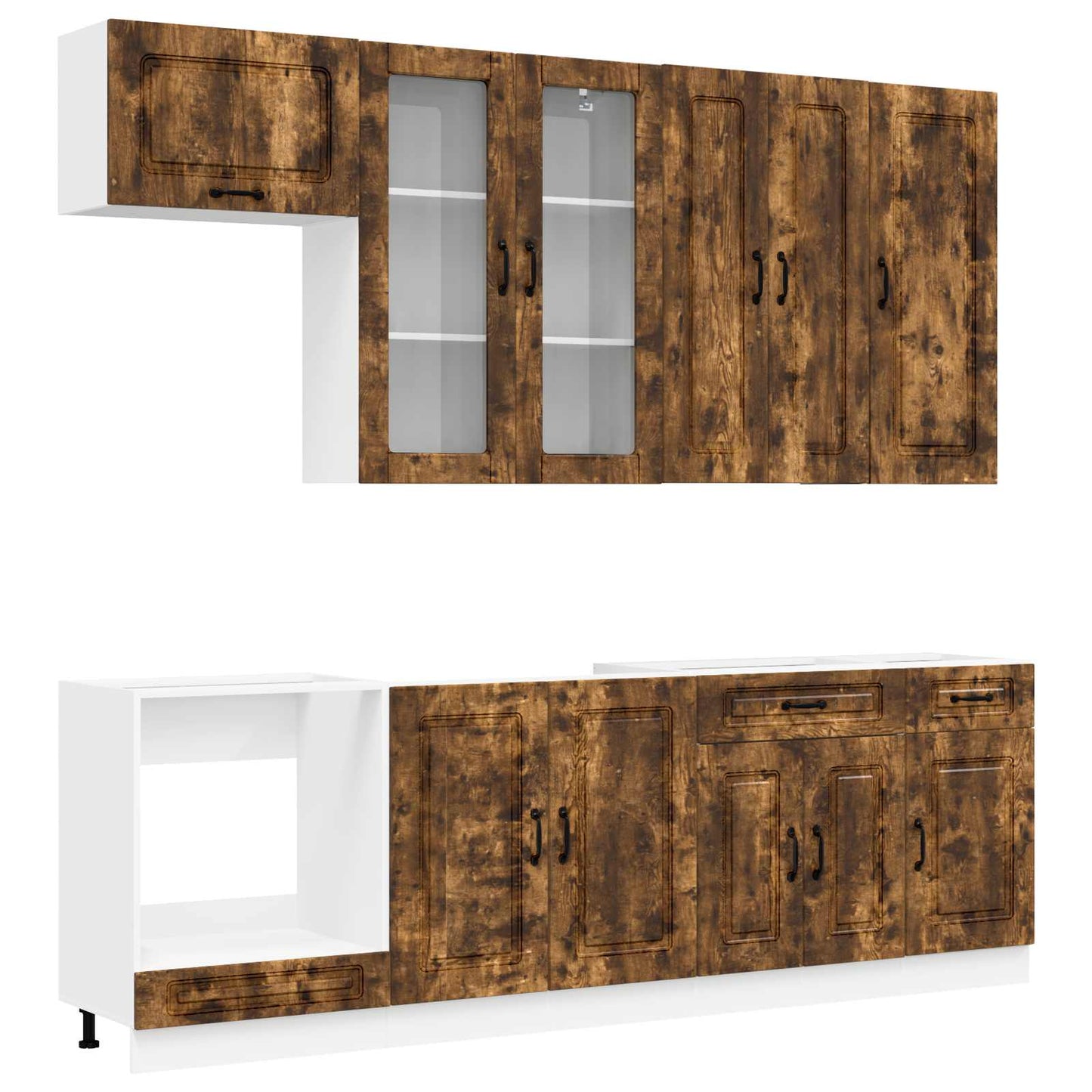 vidaXL Kitchen Unit KALMAR 8 pcs Smoked Oak Engineered Wood