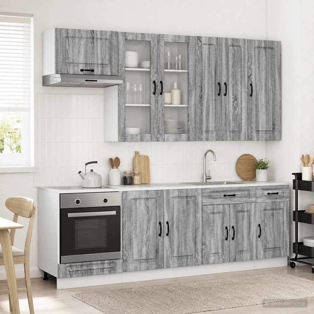 vidaXL Kitchen Unit KALMAR 8 pcs Grey Sonoma Engineered Wood