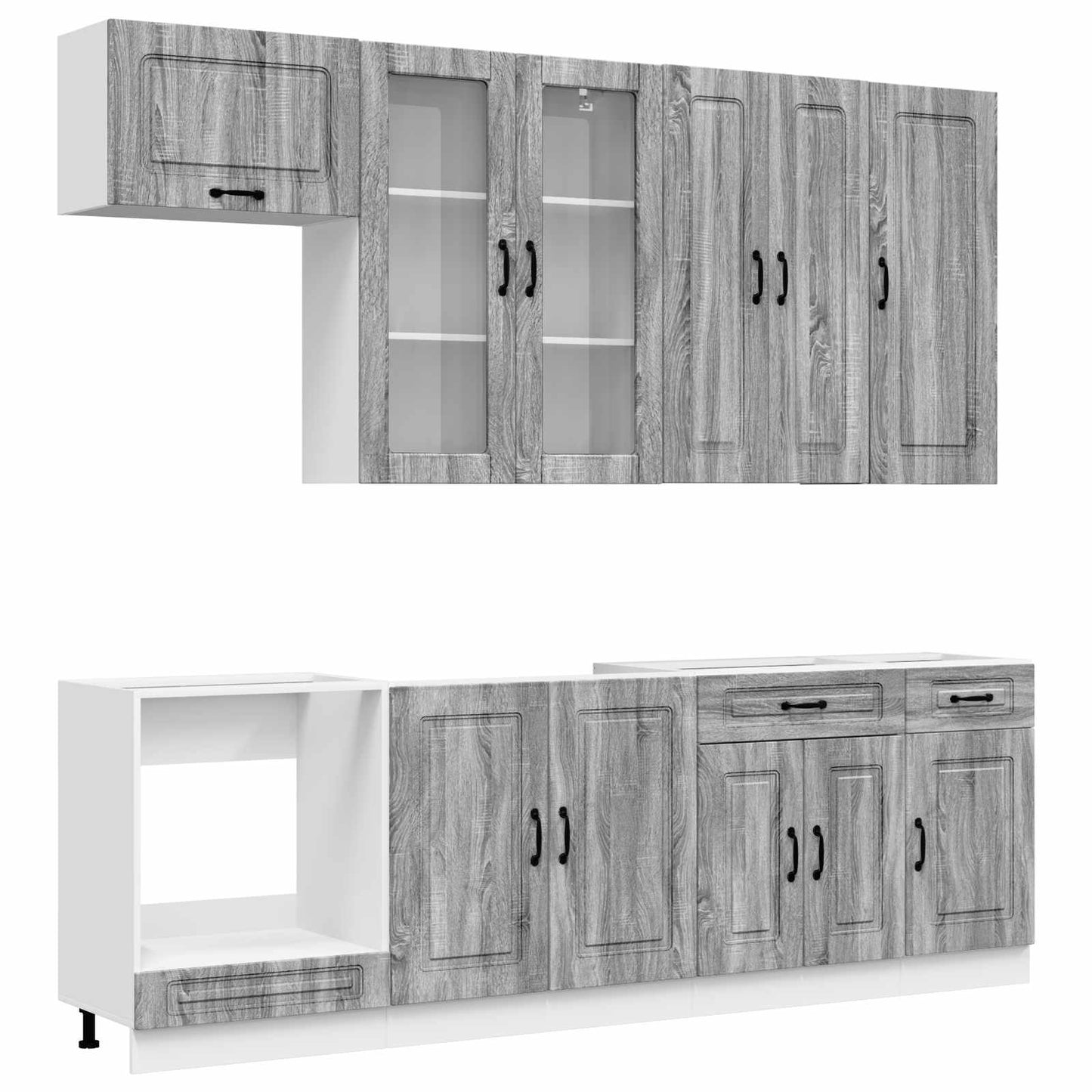 vidaXL Kitchen Unit KALMAR 8 pcs Grey Sonoma Engineered Wood