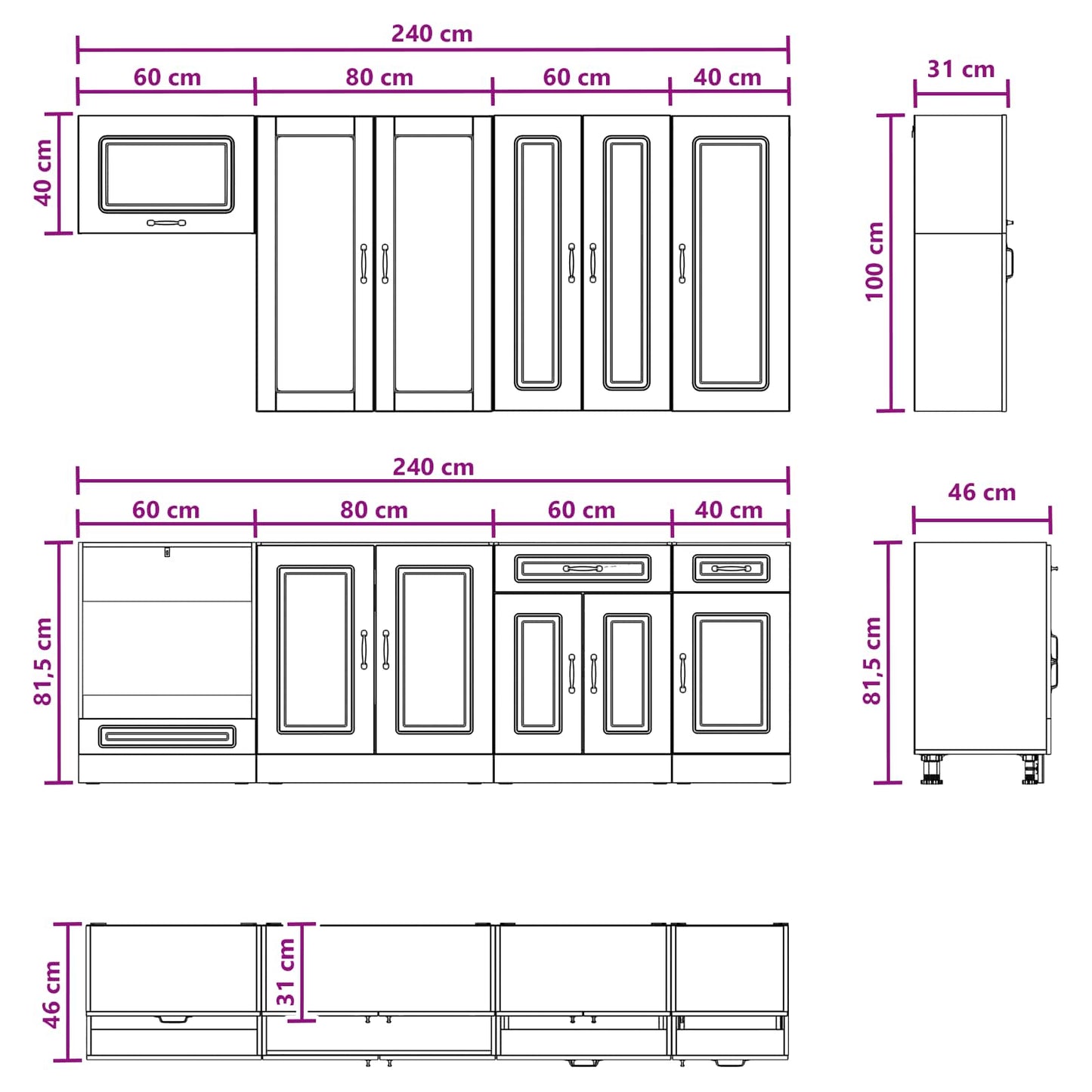 vidaXL Kitchen Unit KALMAR 8 pcs Old Wood Engineered Wood