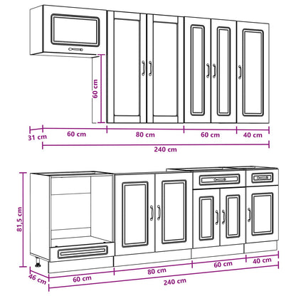 vidaXL Kitchen Unit KALMAR 8 pcs Old Wood Engineered Wood