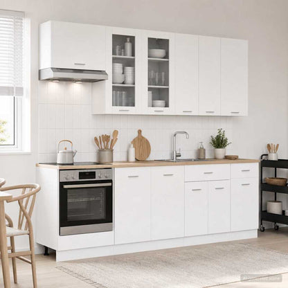 vidaXL Kitchen Unit LYON 8 pcs White Engineered Wood