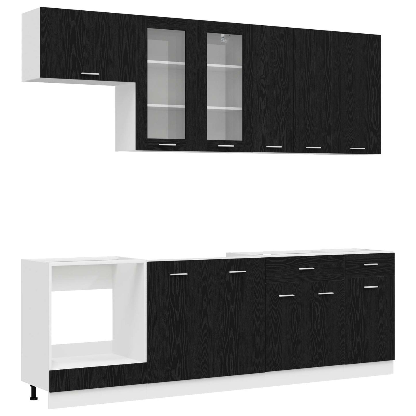 vidaXL Kitchen Unit LYON 8 pcs Black Oak Engineered Wood