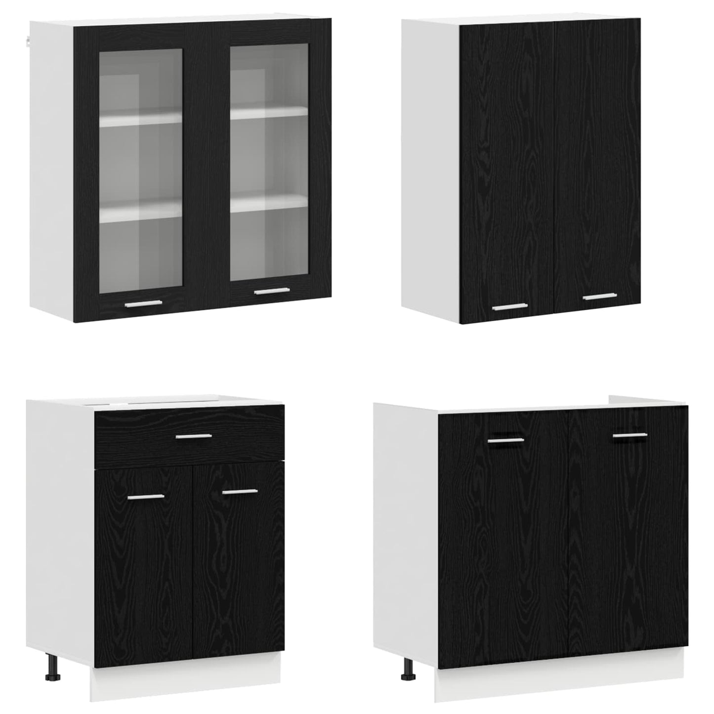 vidaXL Kitchen Unit LYON 8 pcs Black Oak Engineered Wood