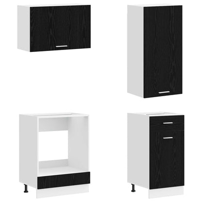 vidaXL Kitchen Unit LYON 8 pcs Black Oak Engineered Wood