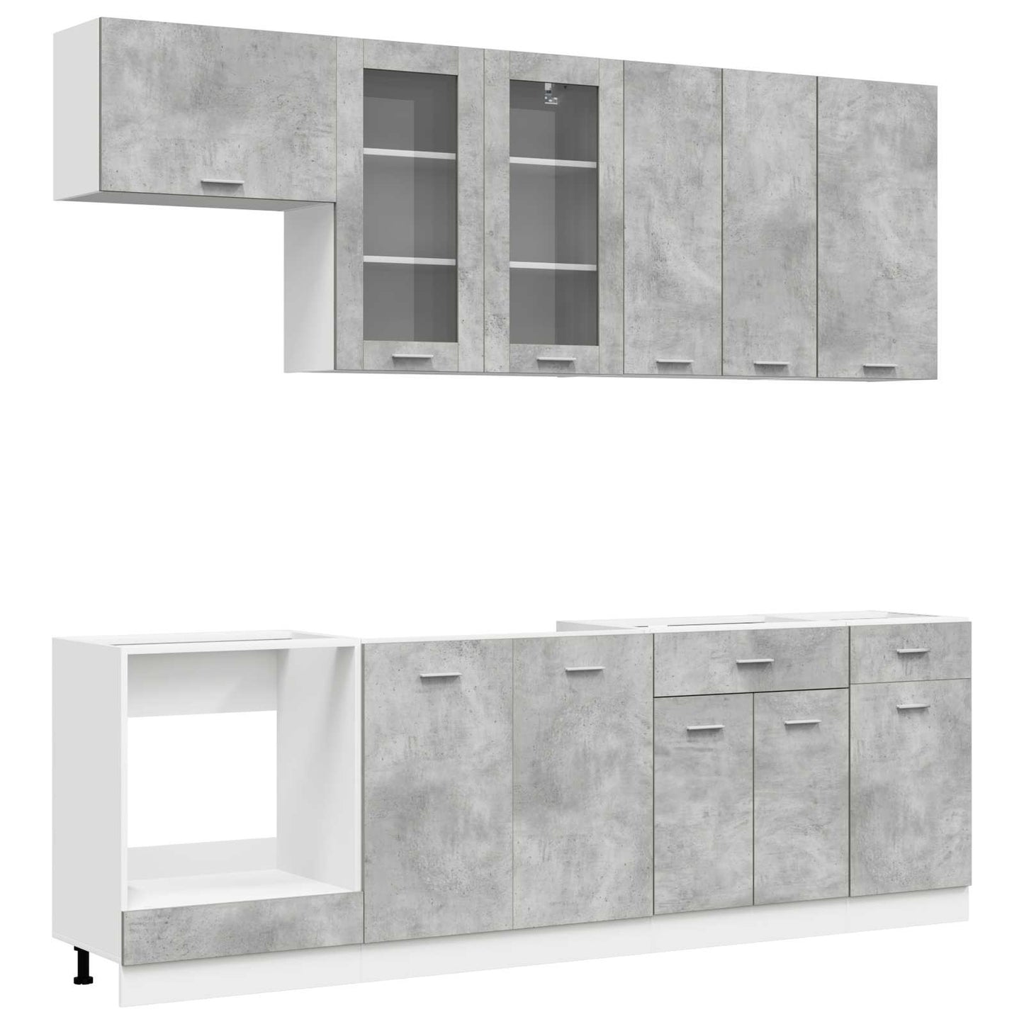 vidaXL Kitchen Unit LYON 8 pcs Concrete Grey Engineered Wood