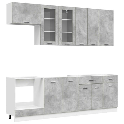 vidaXL Kitchen Unit LYON 8 pcs Concrete Grey Engineered Wood