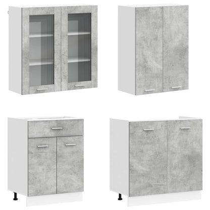 vidaXL Kitchen Unit LYON 8 pcs Concrete Grey Engineered Wood