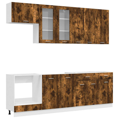 vidaXL Kitchen Unit LYON 8 pcs Smoked Oak Engineered Wood