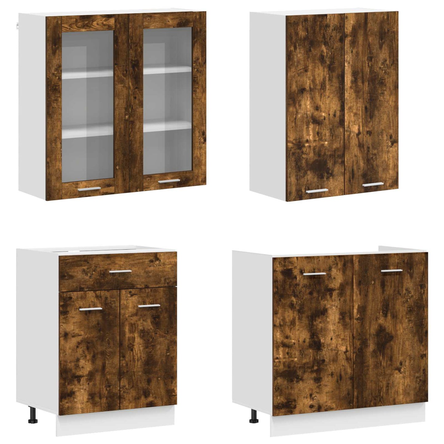 vidaXL Kitchen Unit LYON 8 pcs Smoked Oak Engineered Wood