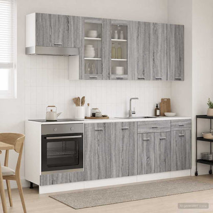 vidaXL Kitchen Unit LYON 8 pcs Grey Sonoma Engineered Wood