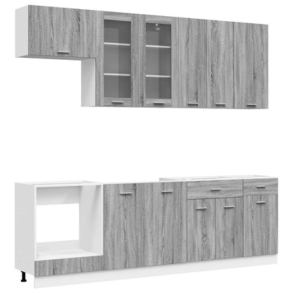 vidaXL Kitchen Unit LYON 8 pcs Grey Sonoma Engineered Wood