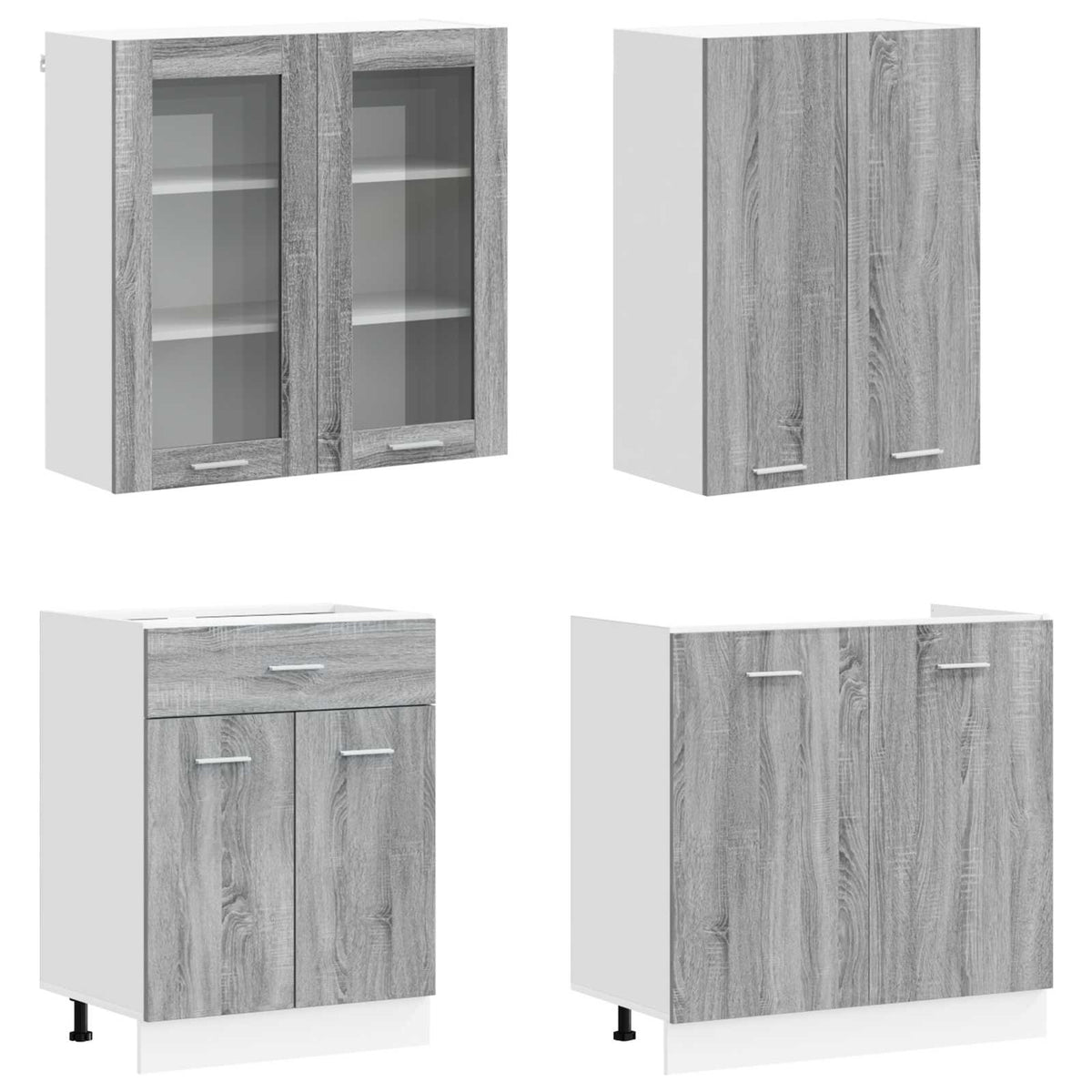 vidaXL Kitchen Unit LYON 8 pcs Grey Sonoma Engineered Wood