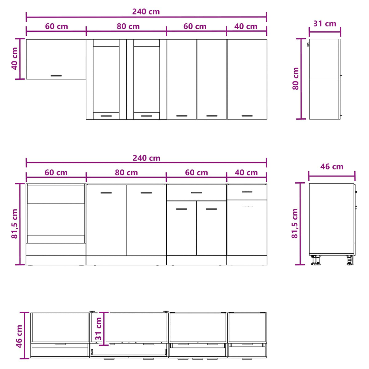 vidaXL Kitchen Unit LYON 8 pcs Grey Sonoma Engineered Wood