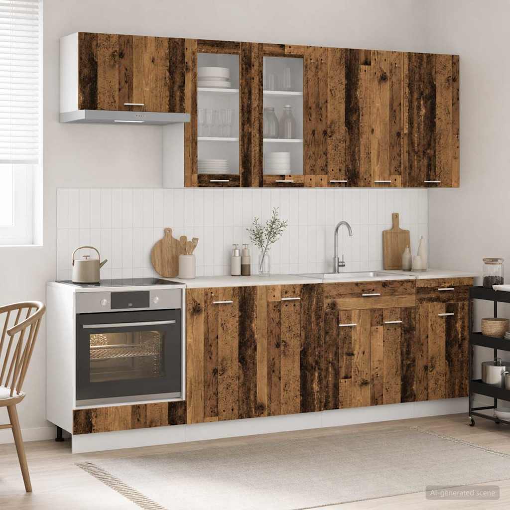 vidaXL Kitchen Unit LYON 8 pcs Old Wood Engineered Wood