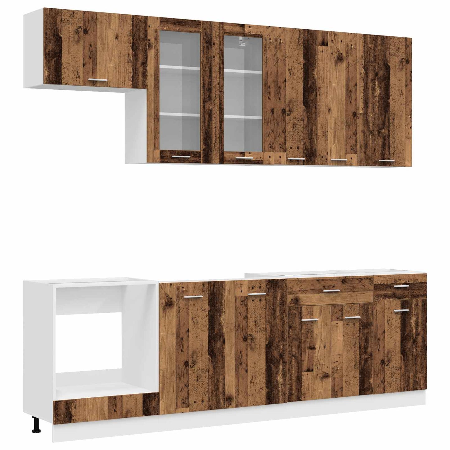 vidaXL Kitchen Unit LYON 8 pcs Old Wood Engineered Wood