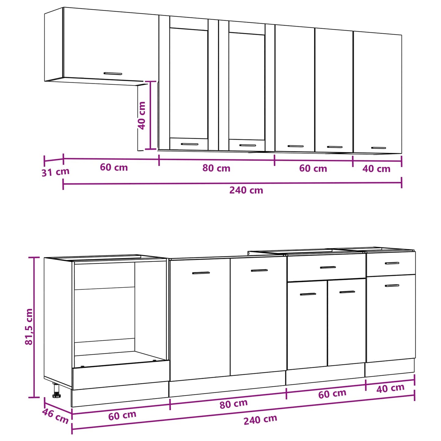 vidaXL Kitchen Unit LYON 8 pcs Old Wood Engineered Wood