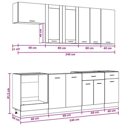 vidaXL Kitchen Unit LYON 8 pcs Old Wood Engineered Wood