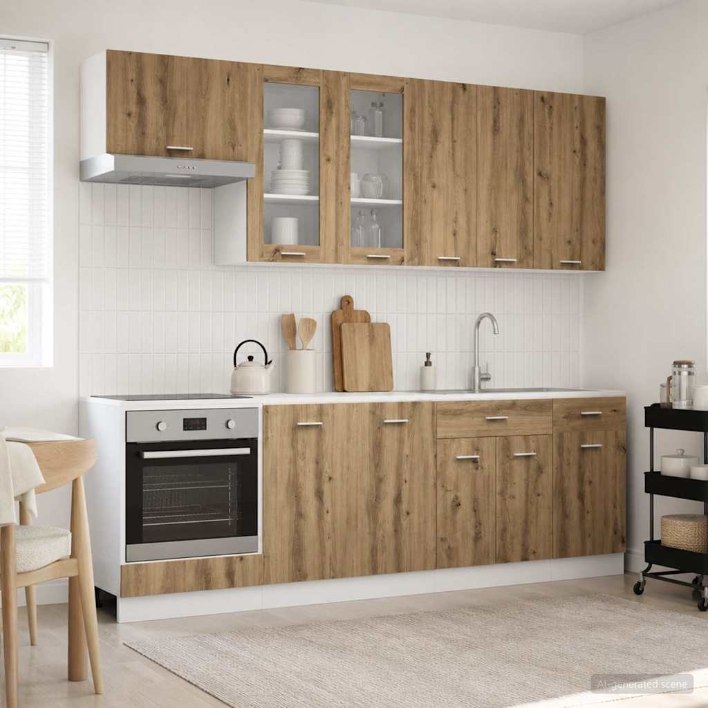vidaXL Kitchen Unit LYON 8 pcs Artisan Oak Engineered Wood
